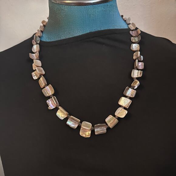 Abalone Mother of Pearl Heishi Necklace – Southwestern Boho Navajo Style - Picture 4 of 12